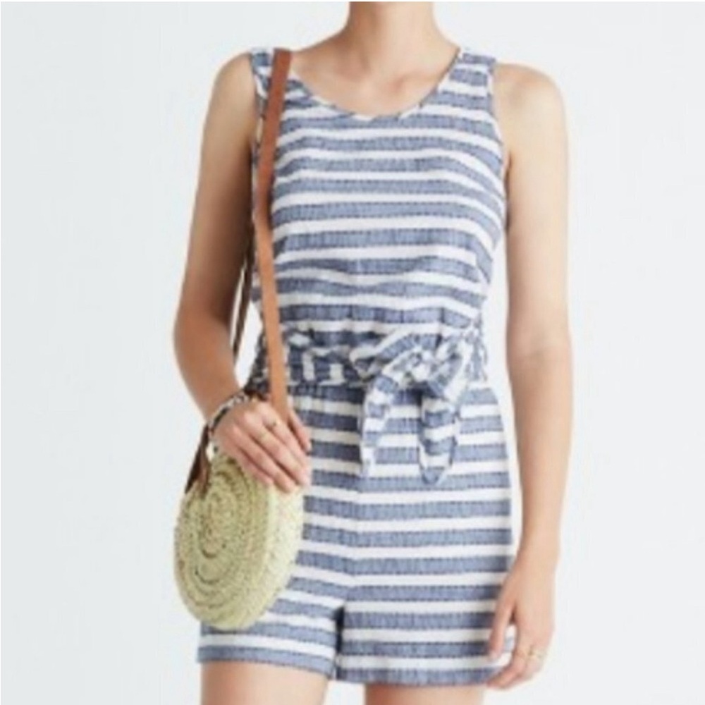 𝅺MADEWELL Beach Striped Wrap Cover-Up Romper